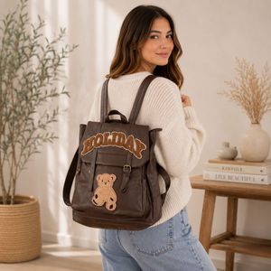 Pure Leather Imported Brown Backpack
