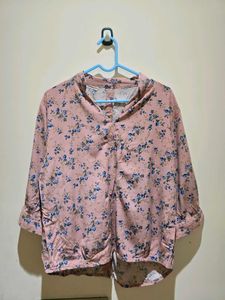 Pink Floral Print V-Neck Top
