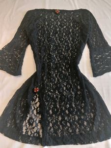 Y2K Black lace kurti cum dress