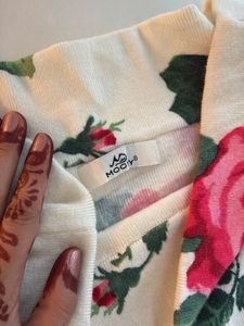 Cream Rose Print Off-Shoulder Top