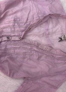 Lavender Button-Up Tunic Top