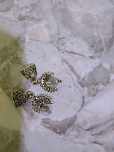 Oxidized Silver Peacock Jhumka Earrings