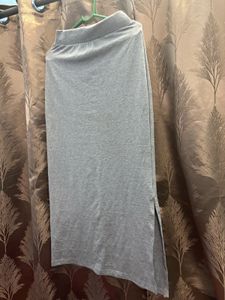 Light Grey Maxi Skirt With A Slit One Side