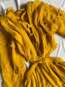 Magre Bell Sleeve Mustard Dress