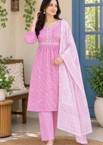 Pink Printed Kurta Set