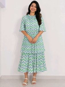 Chic Chevron Tiered Midi Dress