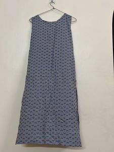 Light Blue Sleeveless Printed Dress