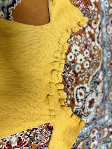 Yellow Smocked off shoulder Top