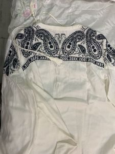 Zara Basic White Lace-Up Top