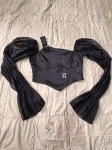 Asymmetrical Sleeve Corset Top