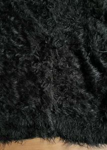 Black Fuzzy Cropped Button-Up Sweater