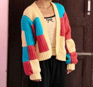 Colorful Crochet Patchwork Cardigan