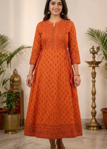 🍊Orange Anarkali Kurta
