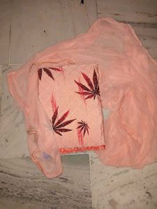 Elegant Peach Printed Kurta Set with Dupatta