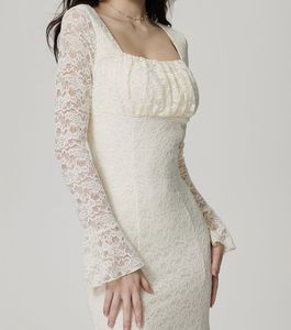 Elegant Lace Square Neck Dress