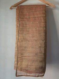 Crushed Saree with Golden Lace (Golden Copper)