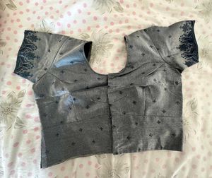 Elegant Grey Embroidered Blouse