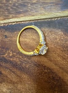 US 7 Gold-Plated Ring with CZ Stones