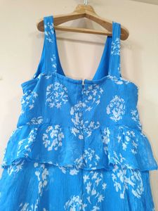 Blue Floral Tiered Maxi Dress