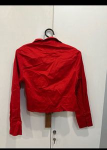 New coverstory Red Ruched Button-Up Shirt