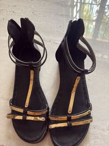 Stylish Black & Gold Gladiator Sandals