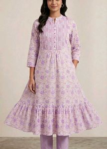 💜Lavender Floral Kurta