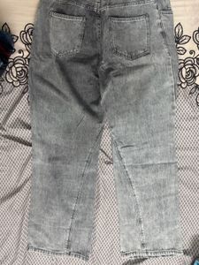 Gray Cropped Denim Jeans