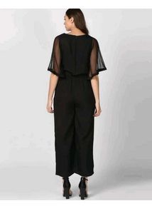 Chic Black Sheer Sleeve Jumpsuit