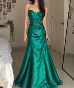 Emerald Green Satin Dress