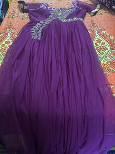 Elegant Purple Embellished Anarkali Gown