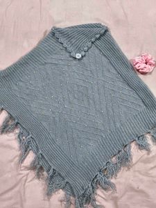 Vintage Grey Knit Poncho