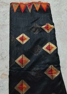 Black Saree with Geometric Print