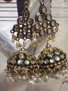 Elegant Jhumka Earrings with Pearls