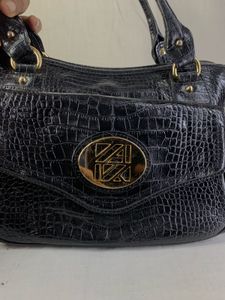 Y2K Anne Klein Croc-Embossed Shoulder Satchel