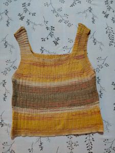Striped Knit Cropped Korean Top