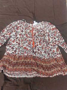 Boho Floral Print Tunic Top