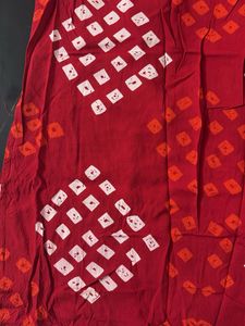 Stylish Red Bandhani Print Halter Neck kurti