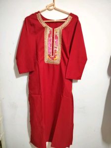 Elegant Red Kurta Set with Floral Dupatta