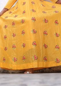 Yellow Floral Embroidered Anarkali Dress