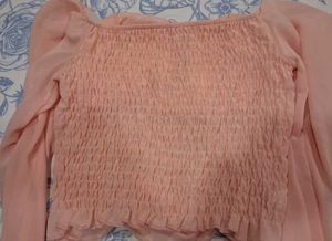 Ruched Puff Padded Sleeve Top