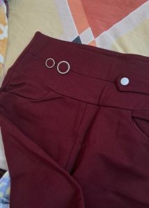 Stylish Maroon High-Waisted Pants 👖