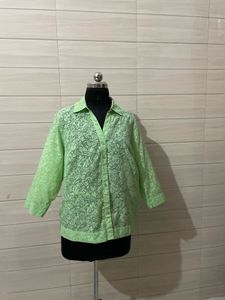 Chic Lime Green Floral Blouse