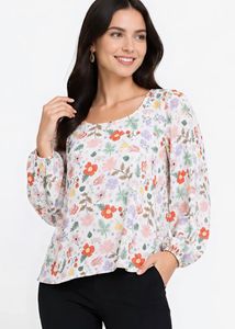 Floral Print Puff Sleeve Top