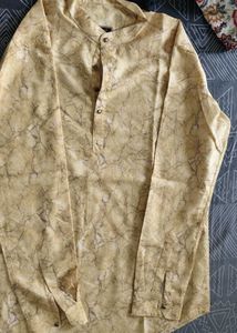 Men's Beige Marble Print Kurta