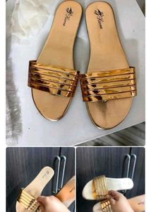 4 Metallic Gold Slide Sandals