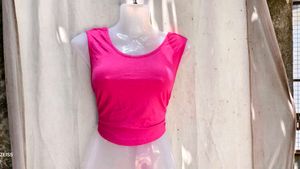 80209. Hot Pink Sleeveless Wrap Top