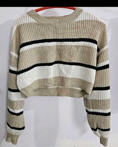 Striped Cropped Knit Sweater