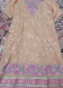 fully embroidered stiched kurti with lining