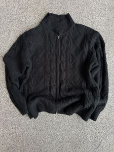 Black Cable Knit Cardigan
