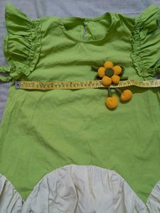 Cute Green &amp; Cream Ruffled Dress